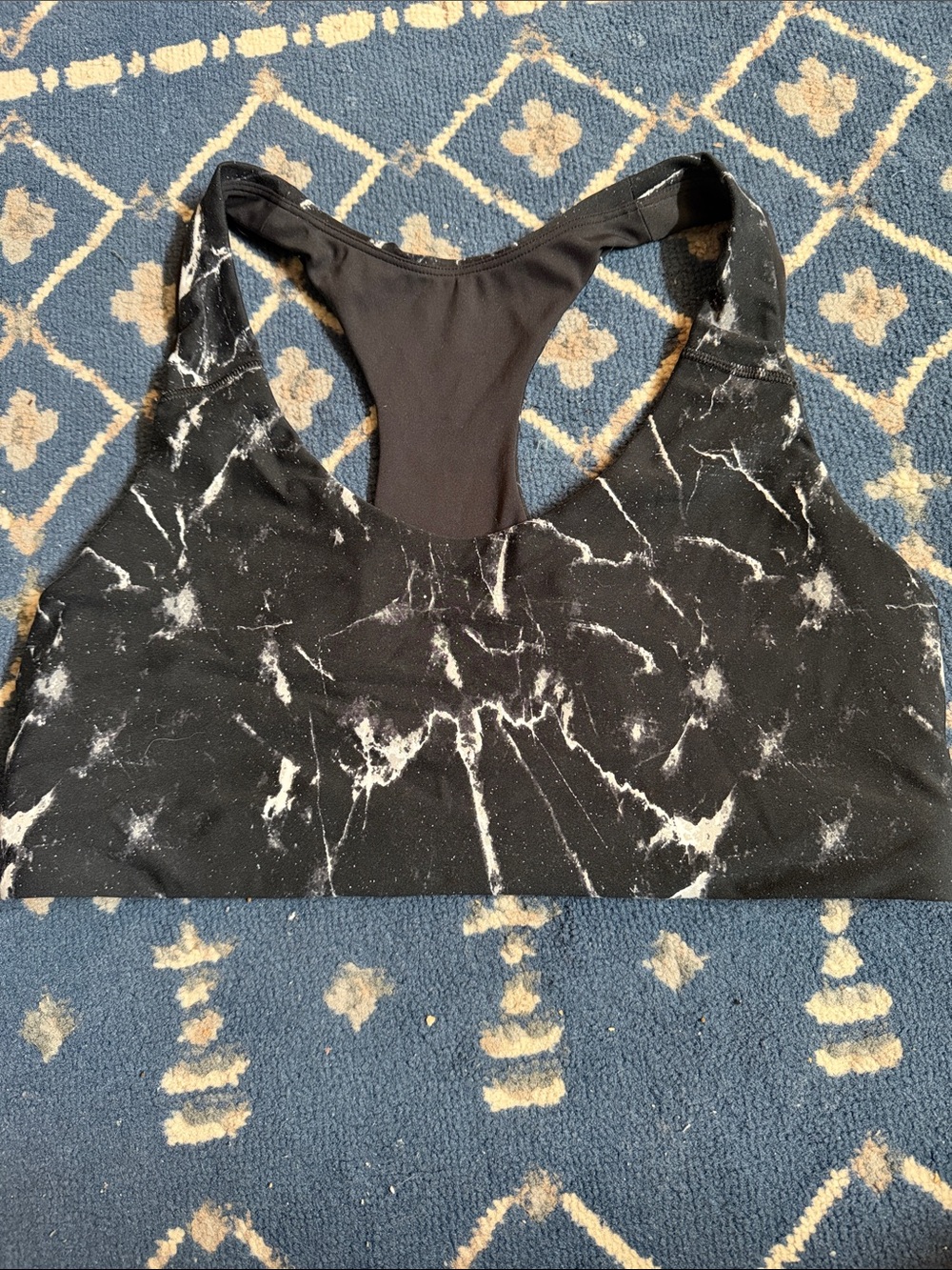 Old Navy Black Marble Racerback Sports Bra